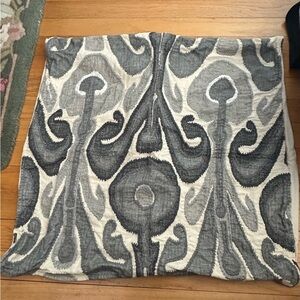 Pottery Barn Gray and Cream Patterned Throw Pillow Cover